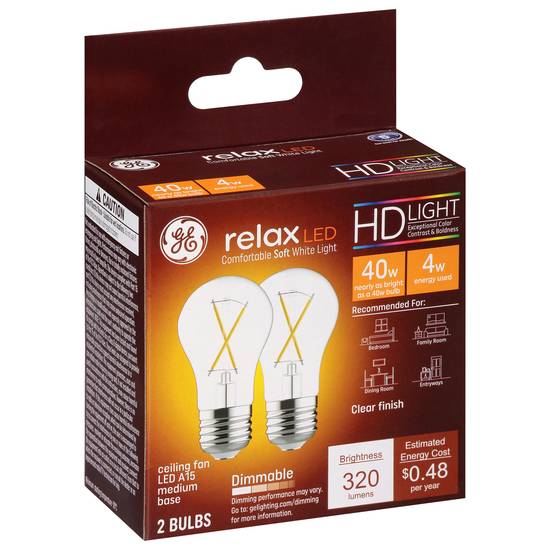 Ge 40w Relax Led Hd Light Bulb (2 bulbs)