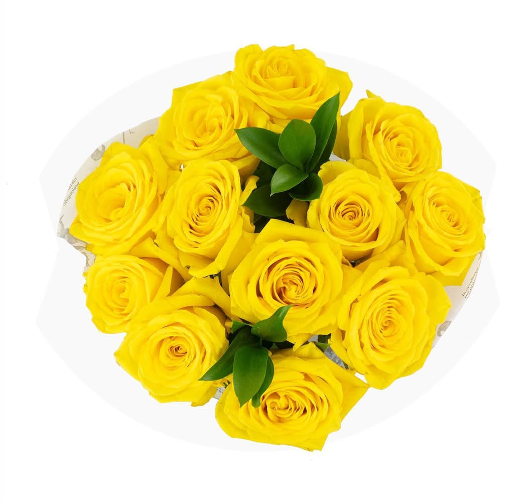 Good Little Garden Bouquet Fresh Cut Vibrant Yellow Roses (12 ct)