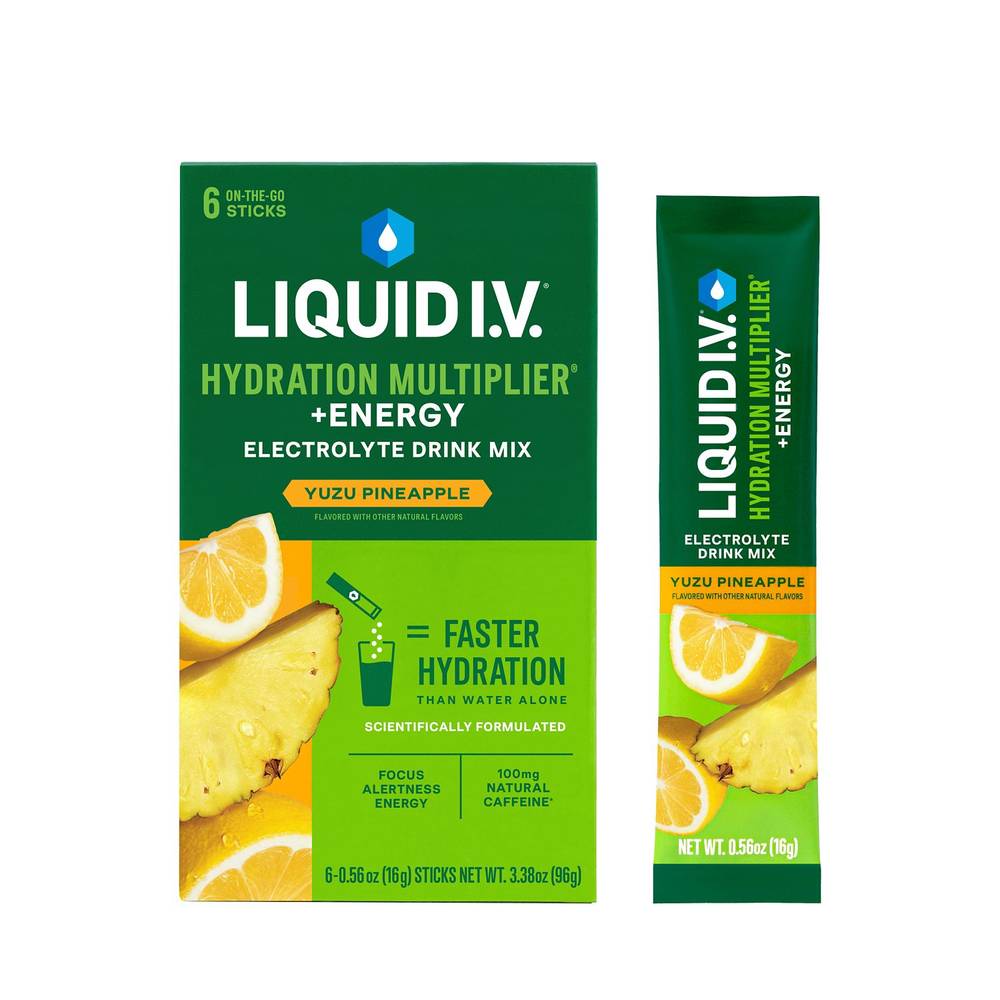 Liquid I.V. Energy Multiplier Yuzu Pineapple Drink Mix Packets, 6 Ct