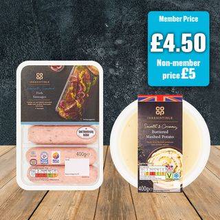 Co-op Irresistible Pork Sausages & Buttered Mashed Potato (2 pack)