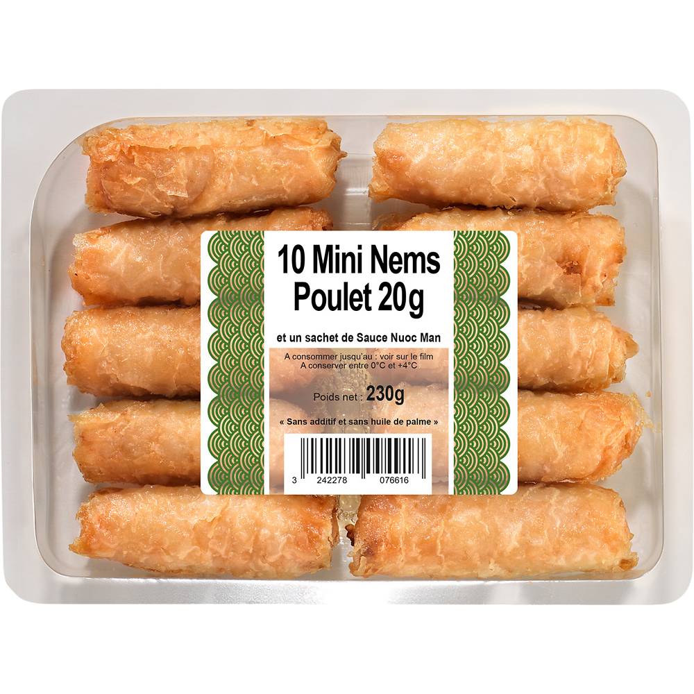 Mini nems au poulet, 10 pièces, 230g