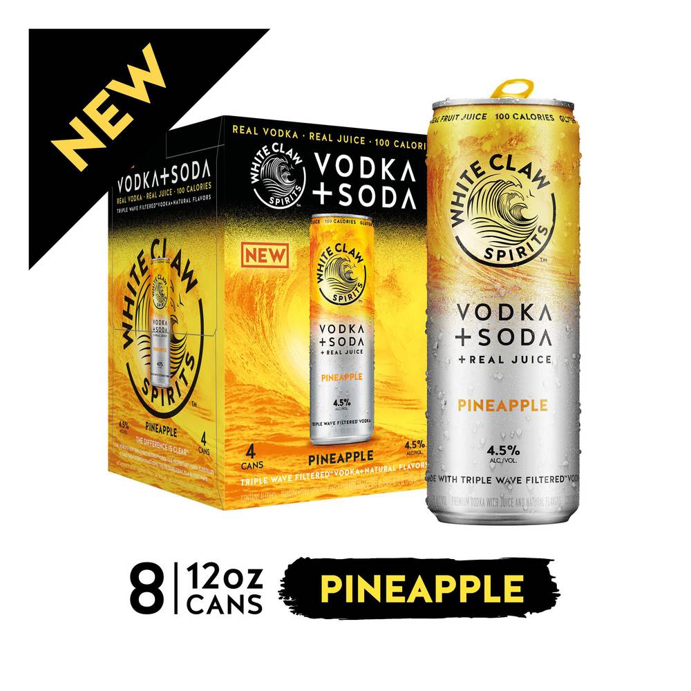 White Claw Spirits Hard Seltzer Vodka + Soda Pineapple (12 fl oz)