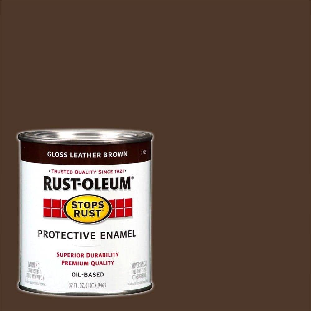 Rust-Oleum Stops Rust 1 Qt. Protective Enamel Gloss Leather Brown Interior/Exterior Paint