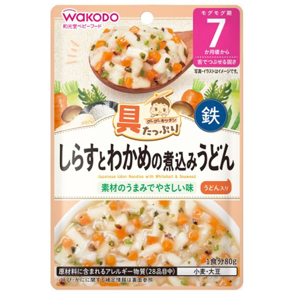 アサヒグループ食品　具たっぷりグーグーキッチン　しらすとわかめの煮込みうどん/80g