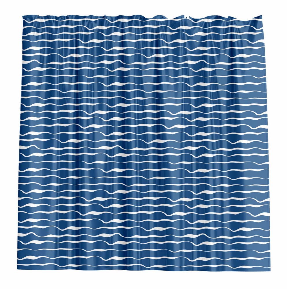 Barelli 180 x 180cm Blue Textured Waves Polyester Shower Curtain