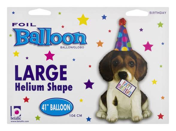 Betallic Large Helium Shape Birthday Puppy Foil Balloon (1 balloon)