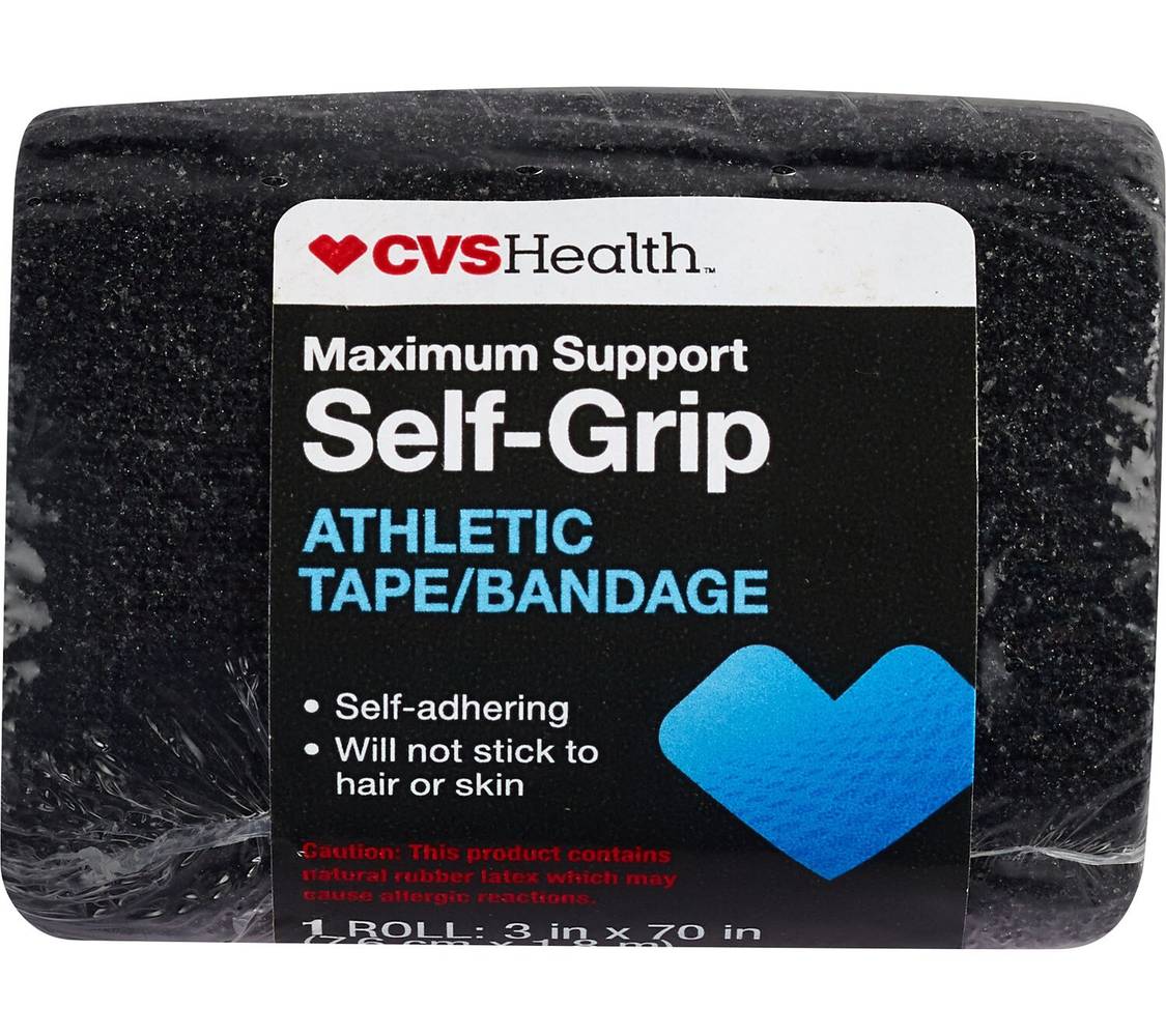 CVS Health Maximum Support Self Grip Athletic Bandage, 3x70 in, Black