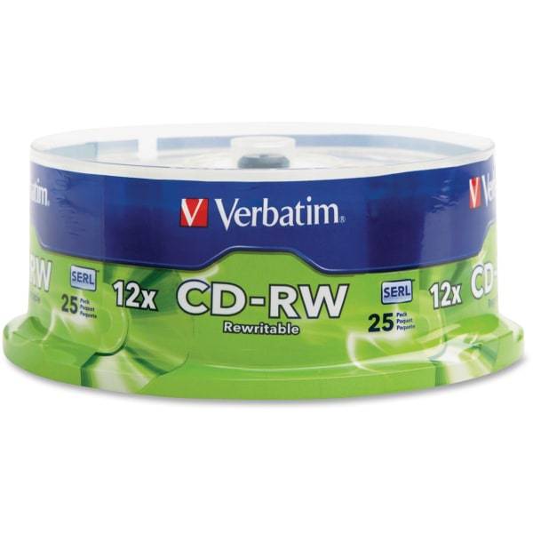 Verbatim Cd-Rw 700mb 4x-12x High Speed Discs With Branded Surface