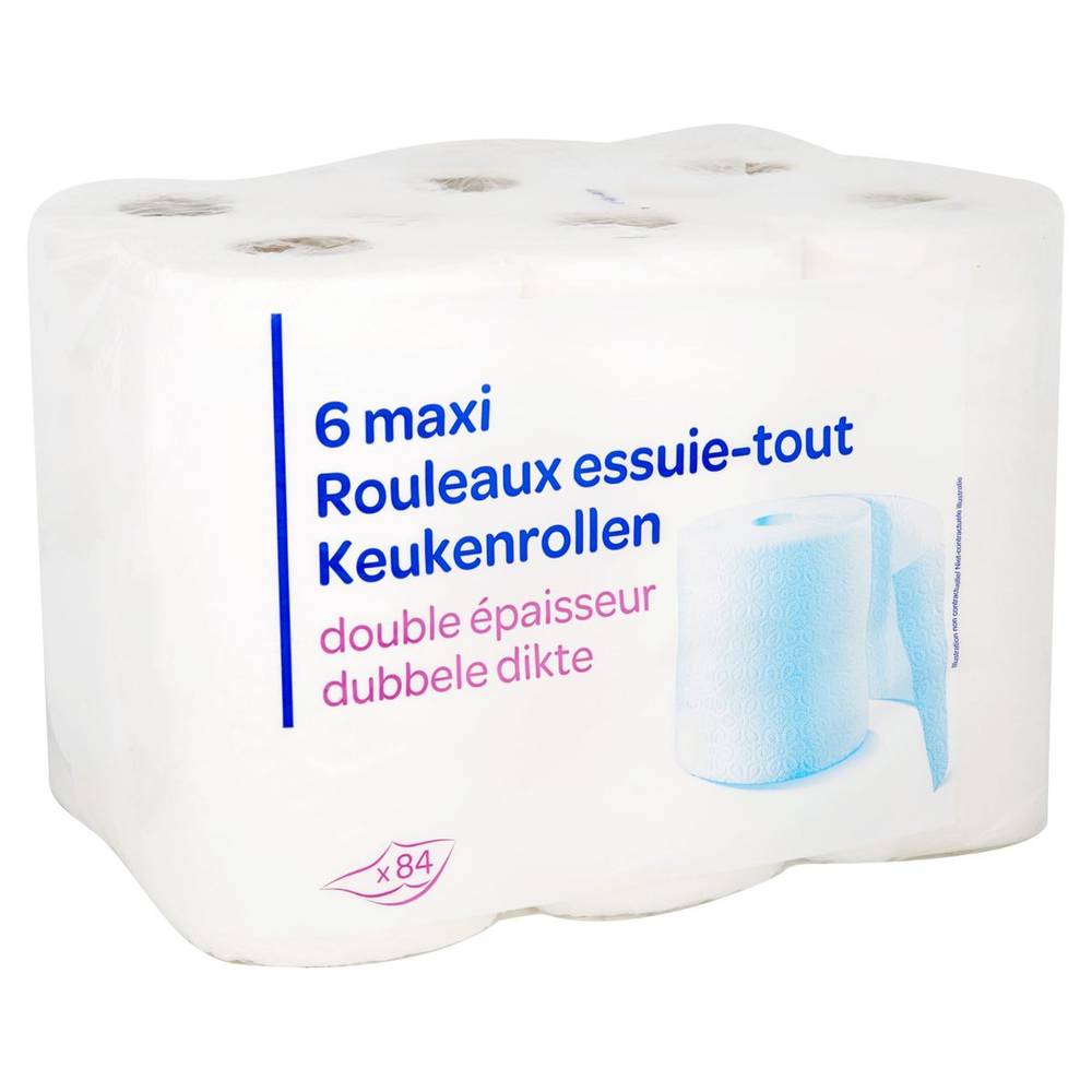 6 Maxi Rouleaux Essuie-Tout Double Épaisseur