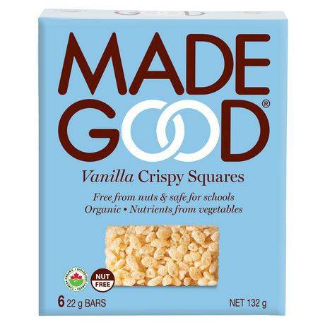 Made Good · Organic vanilla crispy squares - Carrés croustillants à la vanille
