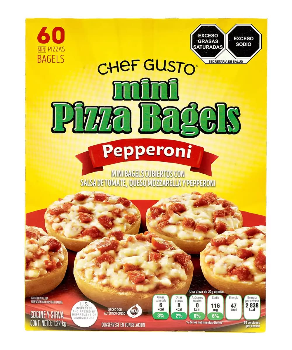 Chef Gusto · Bagels de pizza congelados, pepperoni, Mini (60 un)
