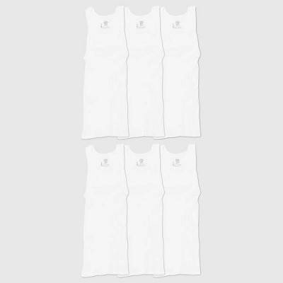 Hanes Tagless Sleeveless Tank Undershirts, Men, L, White (6 ct)