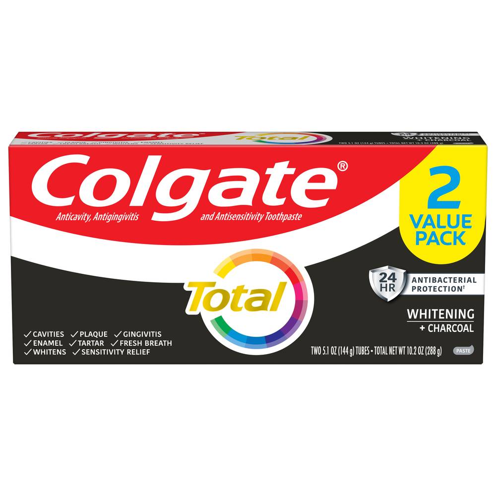 Colgate Total Whitening + Charcoal Toothpaste (10.2 oz)