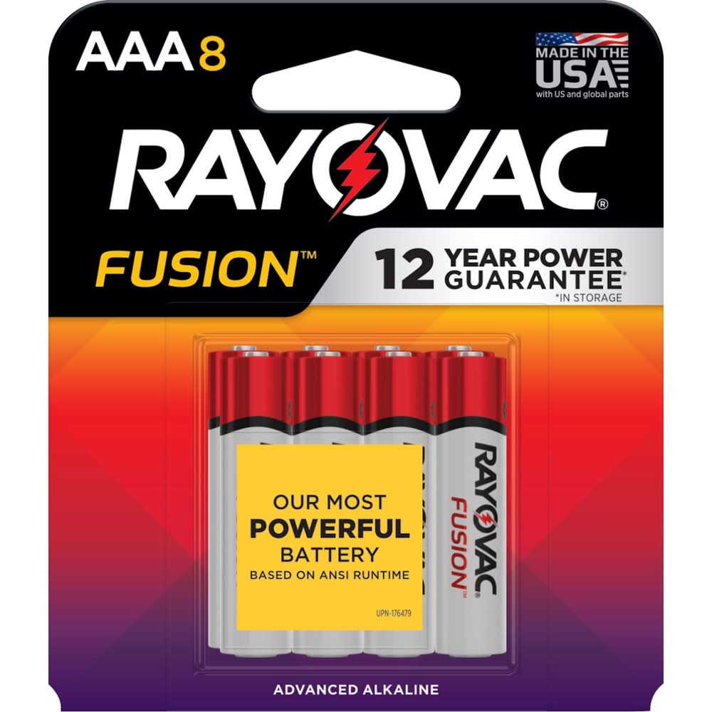 Rayovac Fusion Aaa Alkaline Batteries 8 Pk Carded