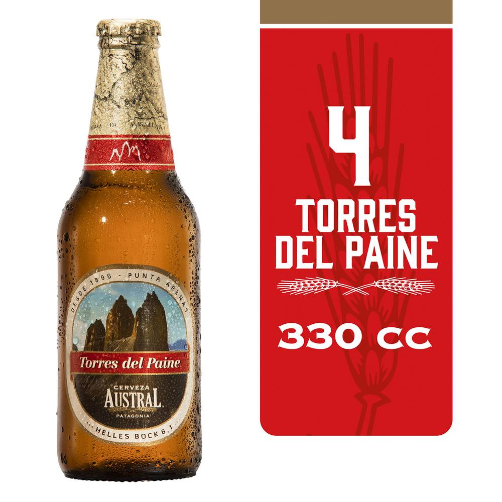 Austral cerveza helles bock torres del paine (4 u x 330 ml c/u)