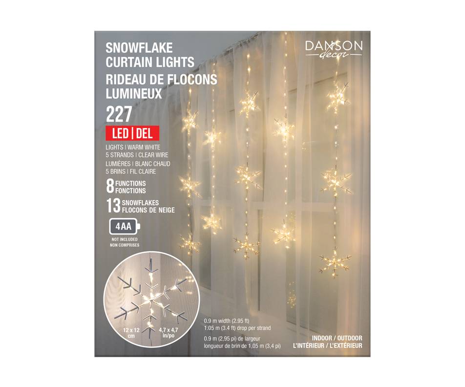 Danson decor rideau de flocons lumineux (12 cm x 12 cm)