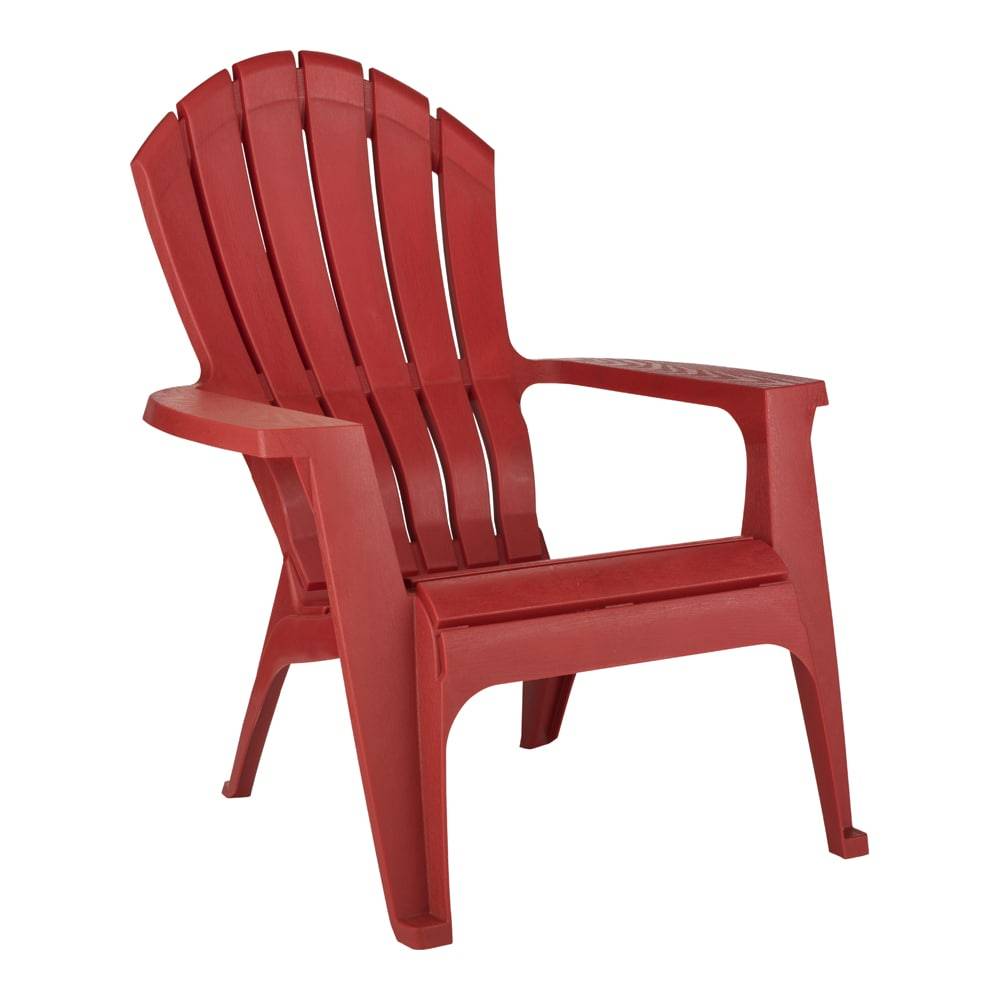 Adams Manufacturing RealComfort Stackable Red Resin Frame Stationary Adirondack Chair with Solid Seat | 8371-95-4700