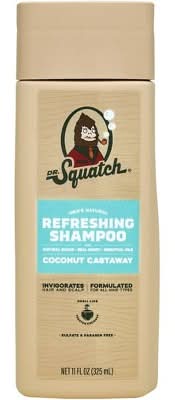 Dr. Squatch Men's Natural Refreshing Shampoo, Coconut Castaway, Men (11 fl oz)
