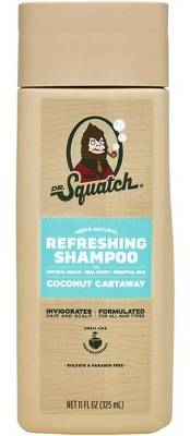 Dr. Squatch Men's Natural Refreshing Shampoo, Coconut Castaway, Men (11 fl oz)