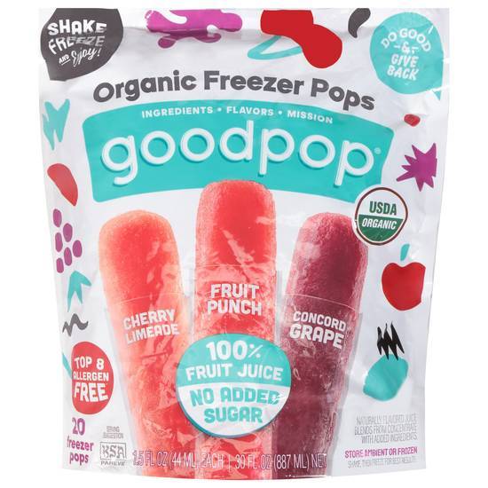 Goodpop Organic Freezer Pops (cherry limeade-fruit punch-concord grape)