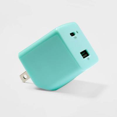 Heyday 2 Port 20w Usb a and Usb C Wall Charger (spring teal)