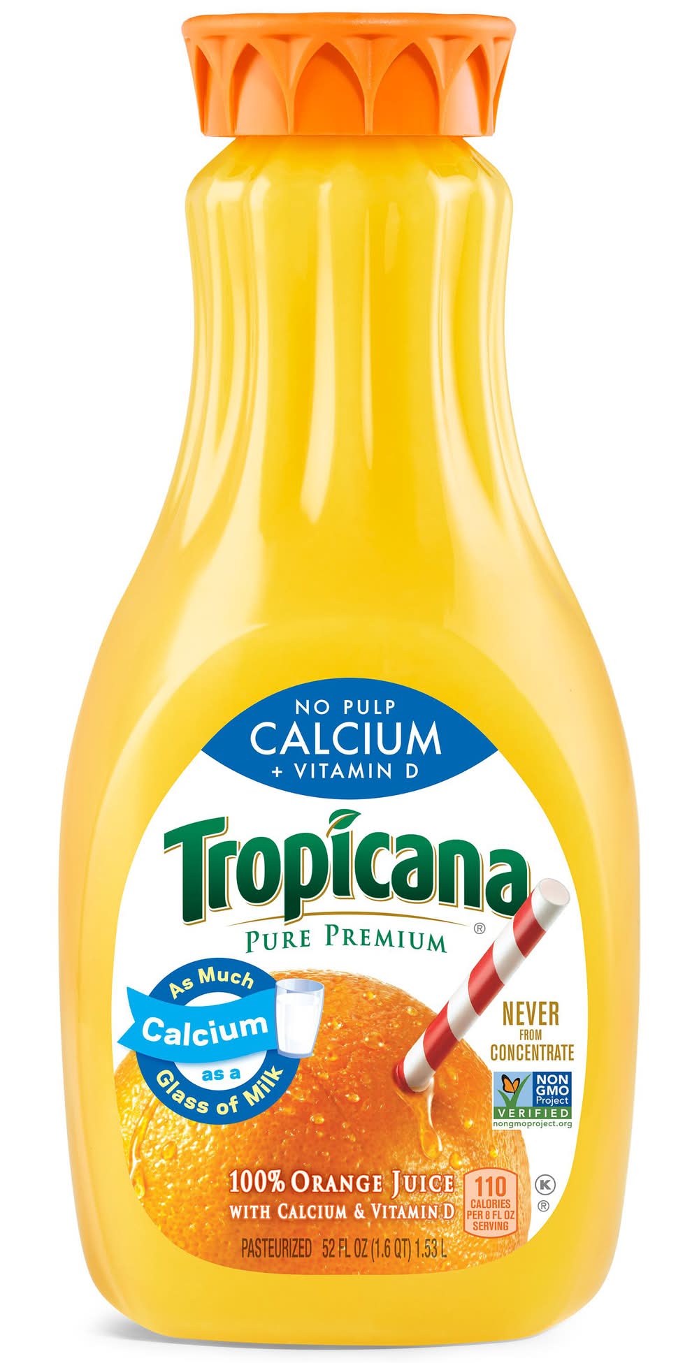 Tropicana No Pulp Calcium & Vitamin D Orange Juice (52 fl oz)