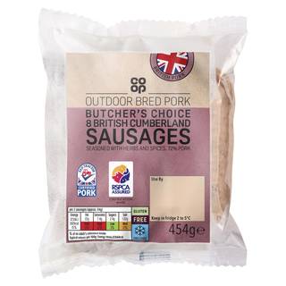 Co-op Outdoor Bred 8 Butcher's Choice Cumberland Sausages 454g (Co-op Member Price £2.25 *T&Cs apply)
