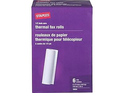 Staples Thermal Fax Rolls Paper, White (6 ct)