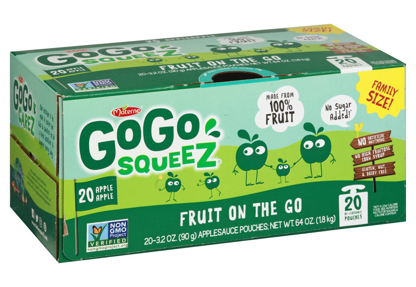 GoGo squeeZ Family Size Apple Apple Fruit N the Go (4 lbs, 20 ct)