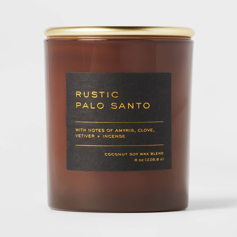 Threshold Lidded Glass Jar Black Label Rustic Palo Santo Candle (8 oz)