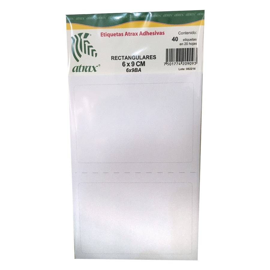 Atrax etiquetas adhesivas rectangulares (paquete 40 piezas)