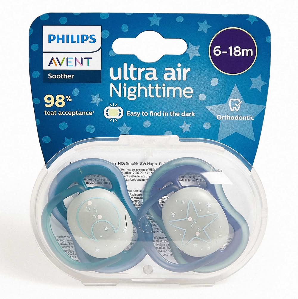 Avent · Ultra air chupete nocturno - 6-18M (2 un)