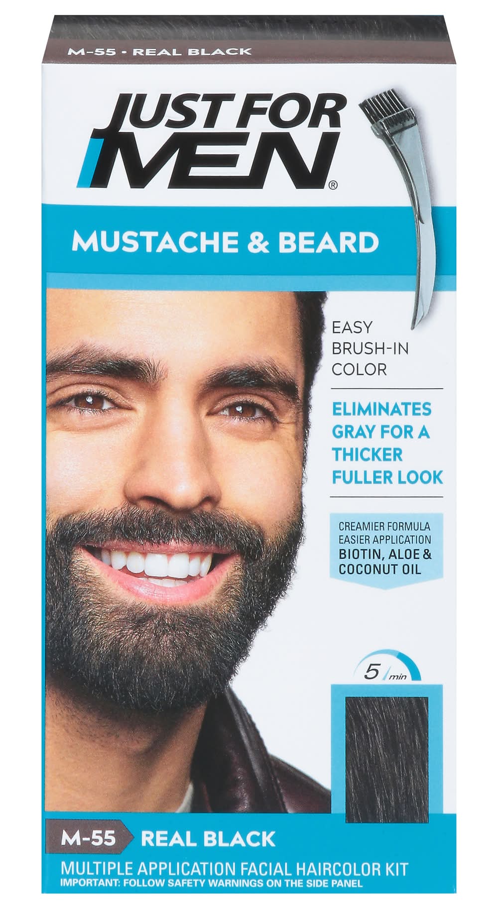 Just For Men Mustache & Beard Hair Color, Men, M-55 Real Black