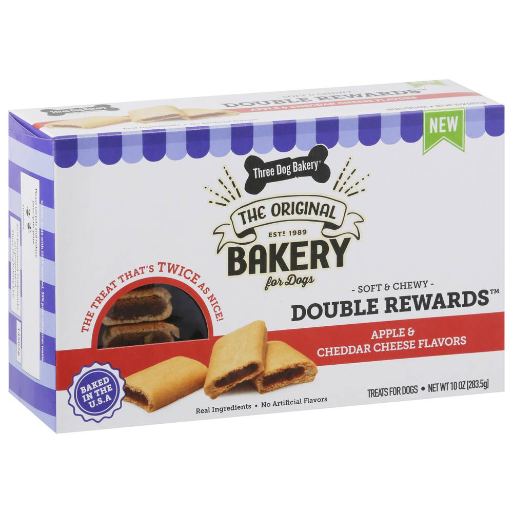 Three Dog Bakery Double Rewards Apple & Cheddar Cheese Dog Treats (10 oz)