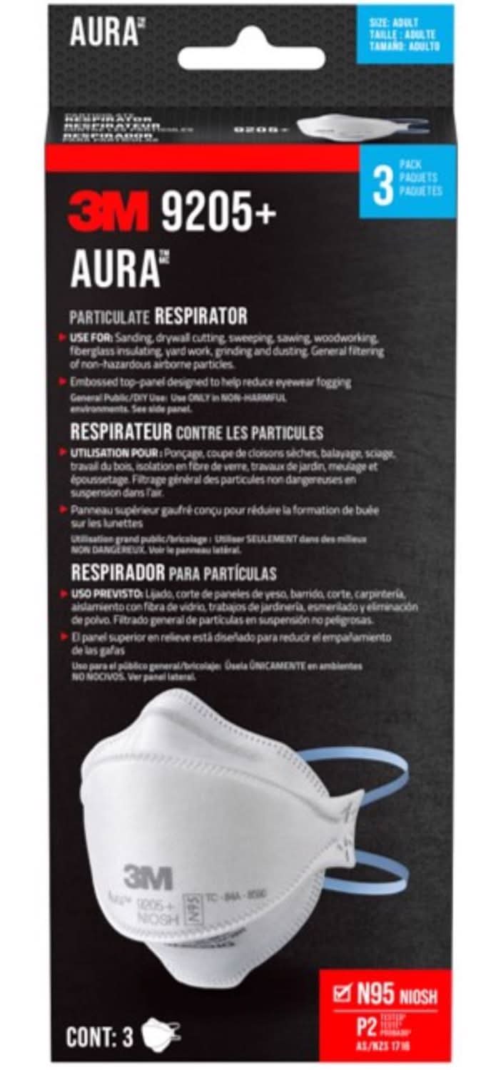 3M N95 Respirator Flat Fold White 3 Pk