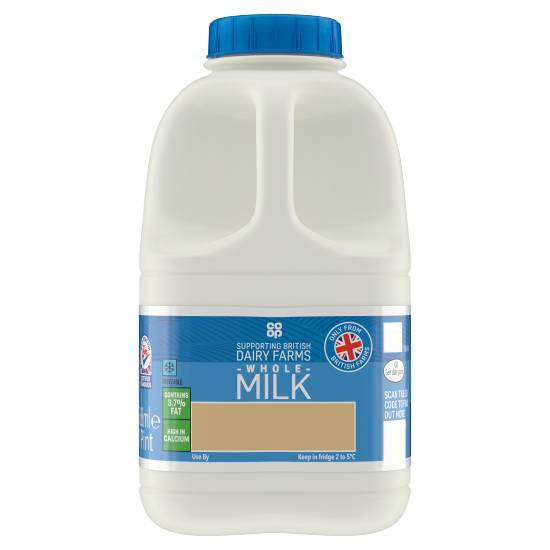 Co-Op British Fresh Whole Milk 1 Pint/568Ml