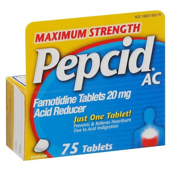 Pepcid Maximum Strength Famotidine 20 mg Acid Reducer (75 tablets)