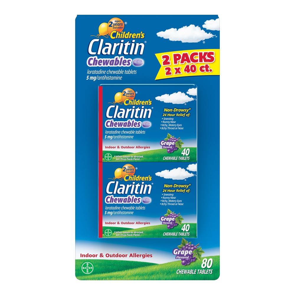 Claritin Children's 24 Hr Non-Drowsy Allergy Grape Chewy 5mg Tablets (1.38 oz)