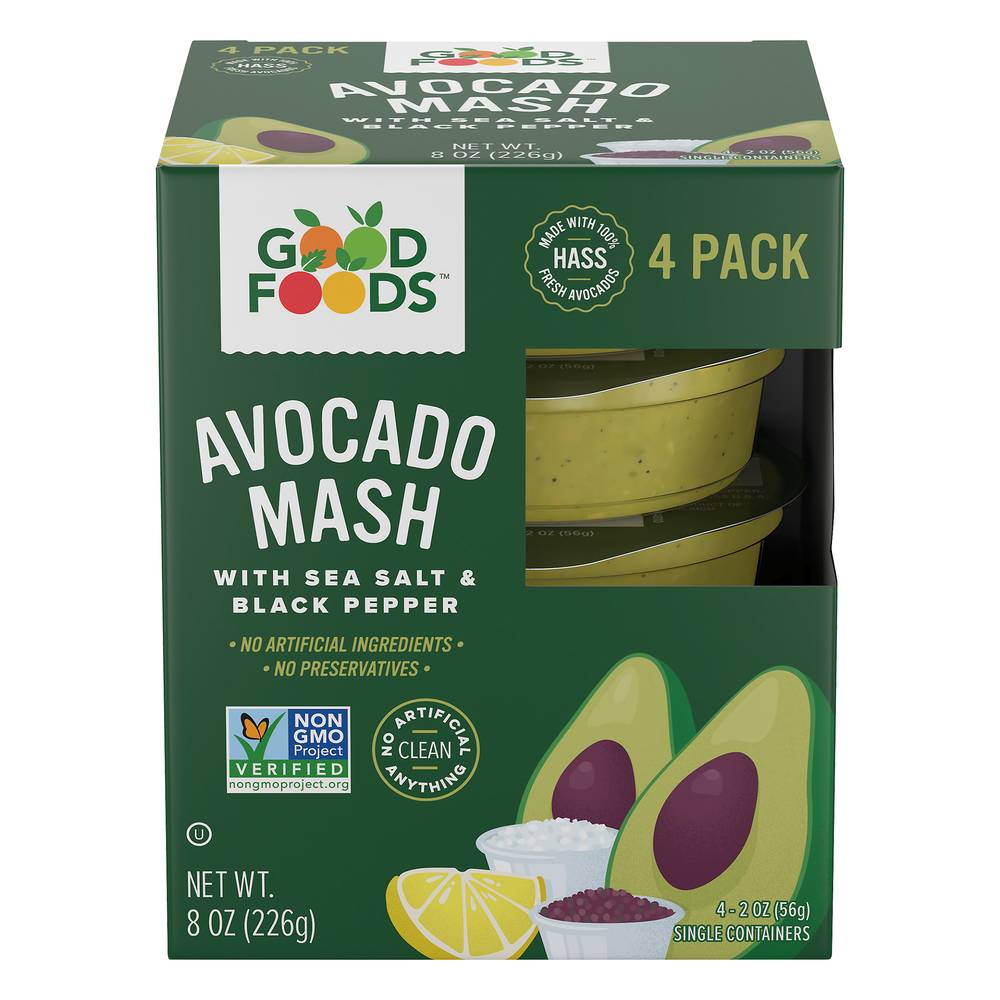 Good Foods Avocado Mash, Sea Salt & Black Pepper (2 oz, 4 ct)