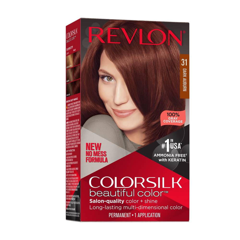 Revlon Colorsilk Beautiful Color Permanent Hair Color, 031 Dark Auburn