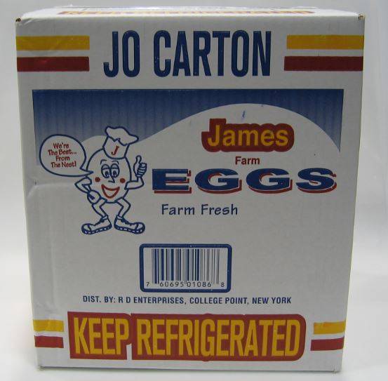 James Farm - Jumbo White Eggs, in Cartons - 12 Dozen (1X12|Case of 1)