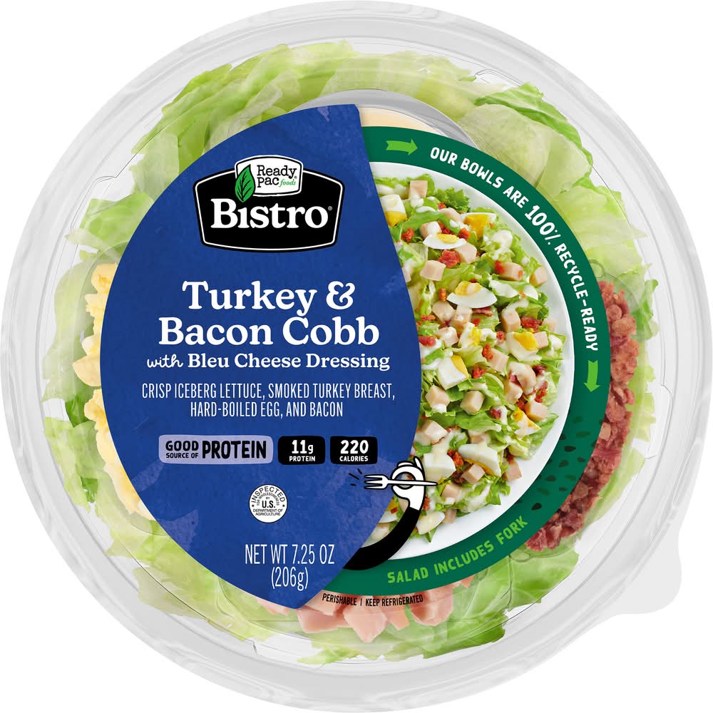 Bistro Bleu Cheese Dressing Salad Bowl, Turkey & Bacon Cobb (7.25 oz)