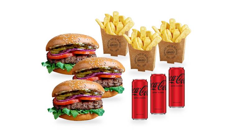 3x Burger+3x Frytki+3x Cola