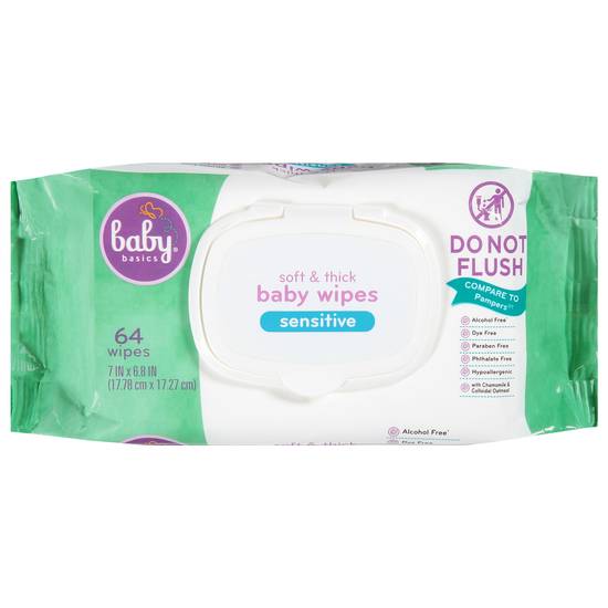 Baby Basics Sensitive Soft & Thick Wipes (64 ct)