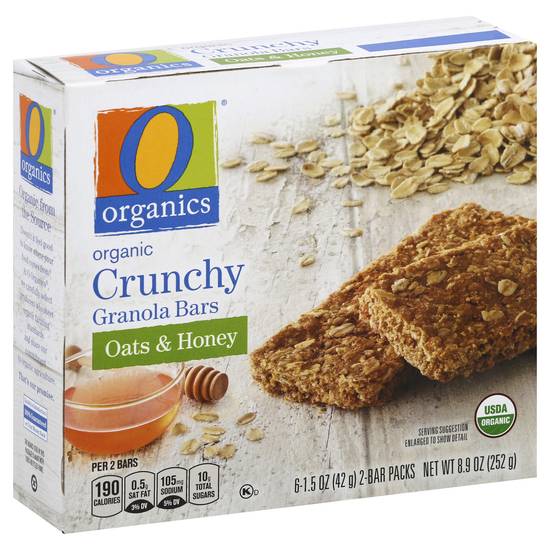 O Organics Oats & Honey Bars Crunchy Granola Bars (6 x 1.5 oz)