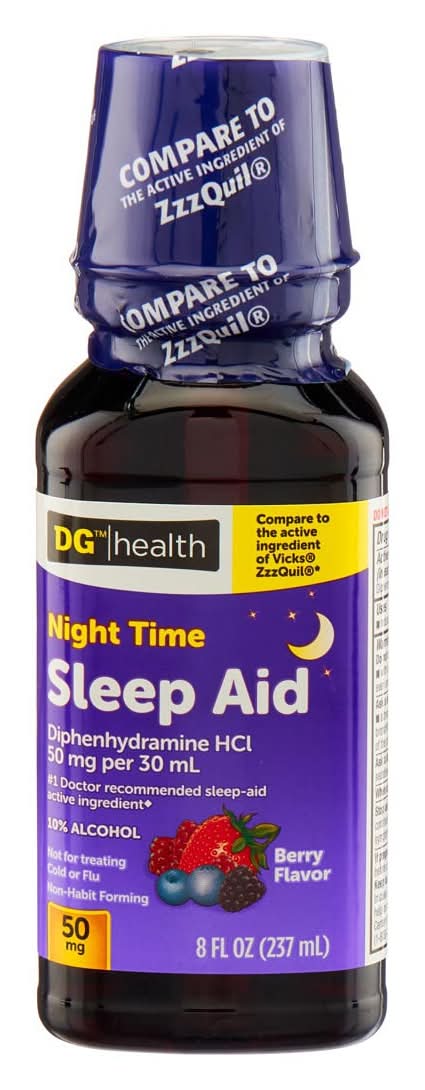 Dg Health Night Time Sleep Aid Berry Flavor 8 Fl Oz