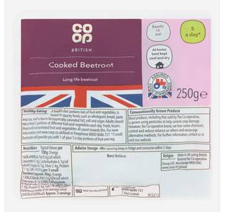 Co-op British Cooked Beetroot 250g