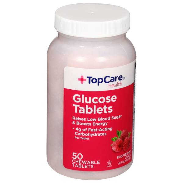 Top Care Glucose Tablets, Raspberry