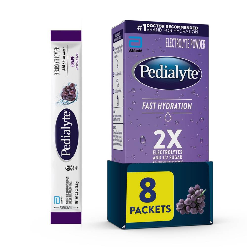 Pedialyte Fast Hydration 2x Electrolytes Powder (8 pack, 0.3 oz) (grape)