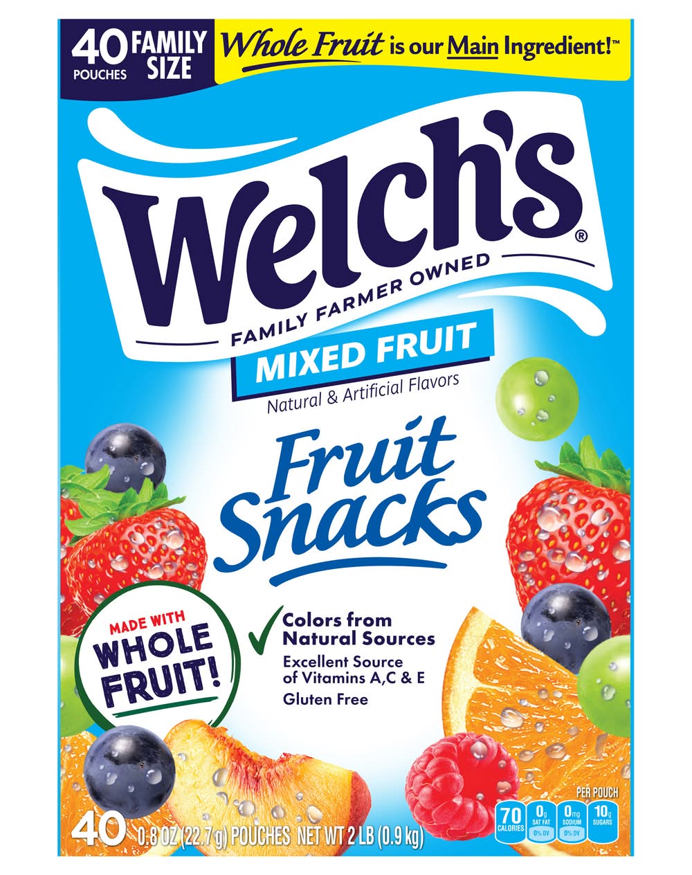 Welch's Fruit Snacks, Mixed Fruit (40 x 0.8 oz)